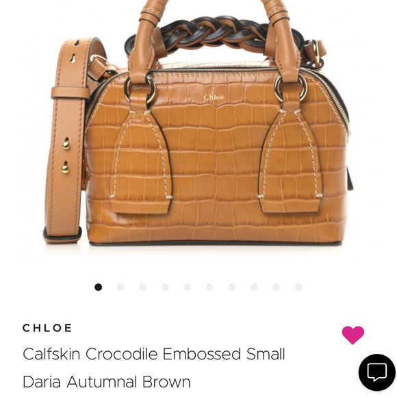 Chloe Small Daria Bag-Autumnal Brown Croc Embossed Leather - Picture 11 of 11